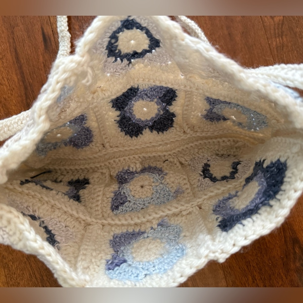 Handmade Crochet Granny Square Flower Crossbody Bag Boho Grannycore Cottagecore - Picture 4 of 7